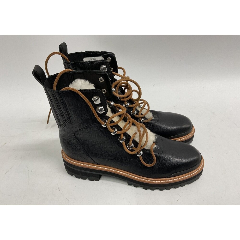 NEW Marc Fisher LTD Izzie Black Leather Lugsole Ankle Hiking Boots Women's 6.5M